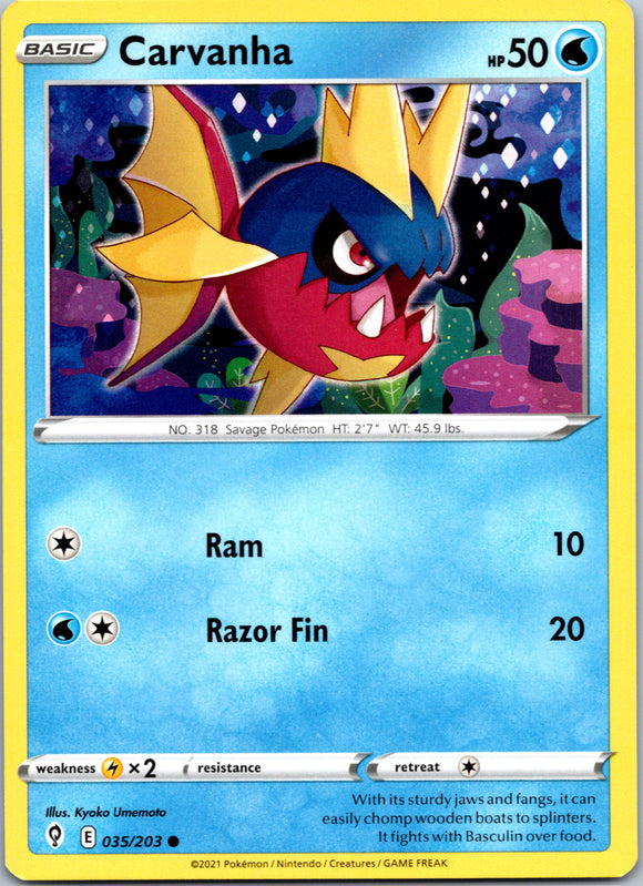 Carvanha (035/203) [Sword & Shield: Evolving Skies]
