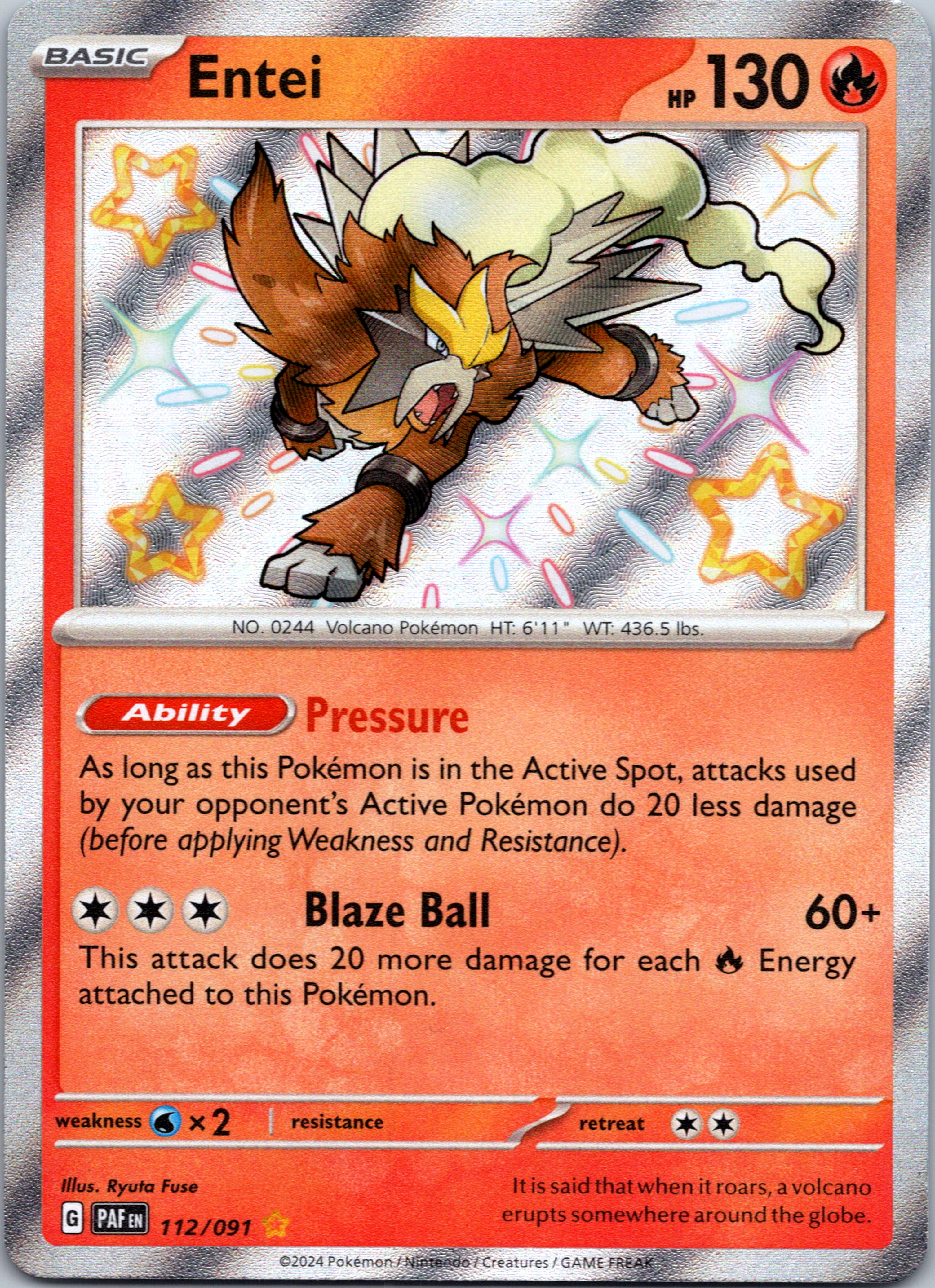 Entei [112/091] - (Paldean Fates) Holofoil