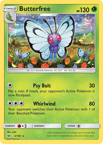 Butterfree [3/149] [Sun & Moon Base Set] Reverse Holofoil