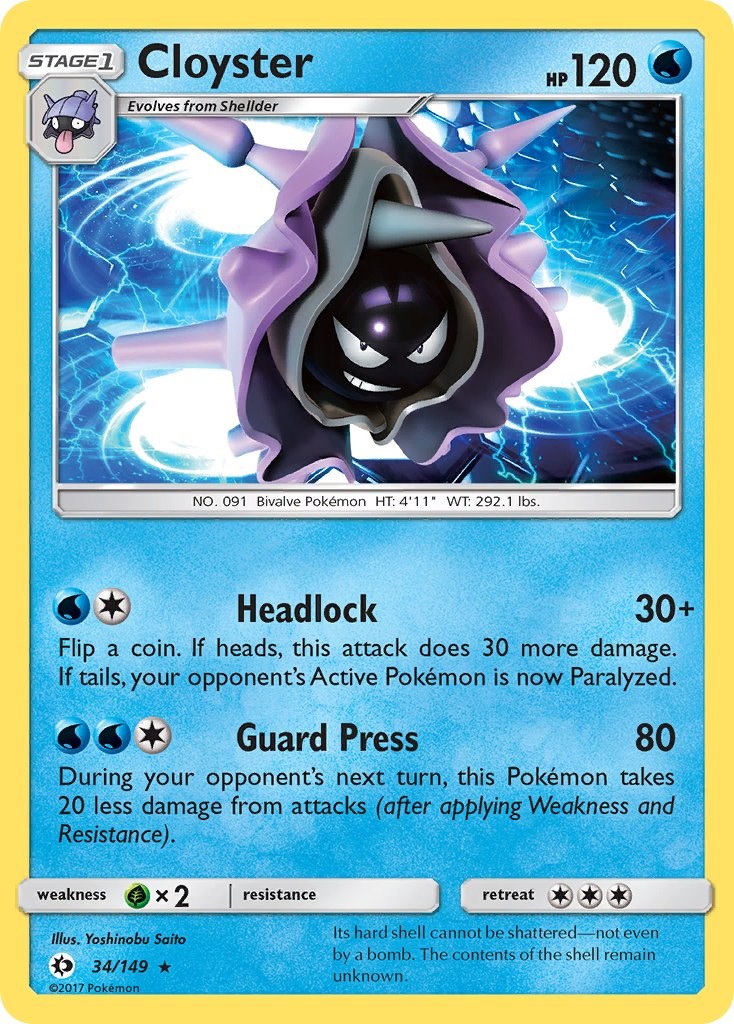 Cloyster [34/149] [Sun & Moon Base Set] Reverse Holofoil