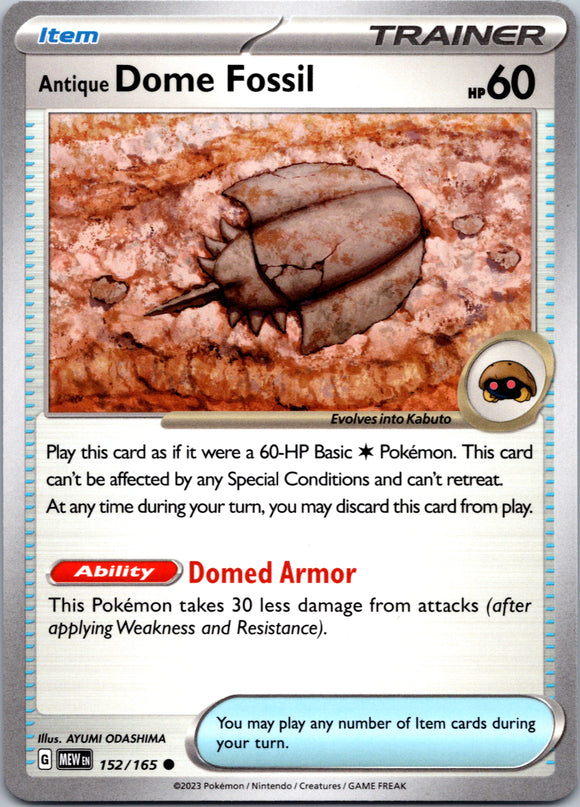 Antique Dome Fossil (152/165) [Scarlet & Violet:  151]