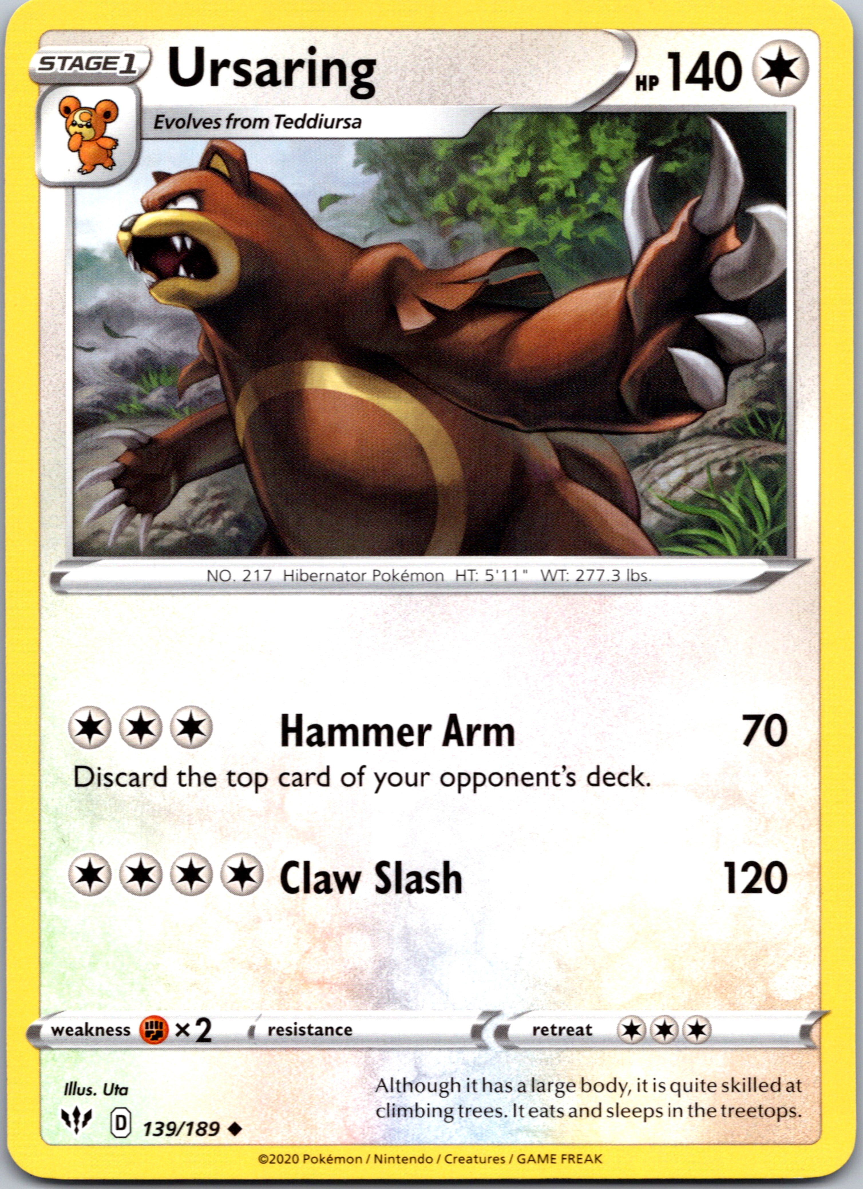 Ursaring (139/189) [SWSH03: Darkness Ablaze]