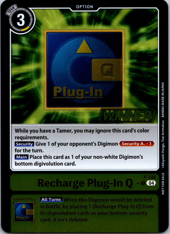 Recharge Plug-In Q - P-146 (Store Tournament 2024 Jul. - Sep. Winner Pack) [P-146 P] [Digimon Promotion Cards] Foil