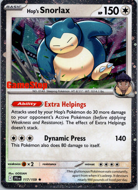 Hop's Snorlax - 117/159 (GameStop) (Cosmos Holo) [117/159] [Journey Together] Holofoil