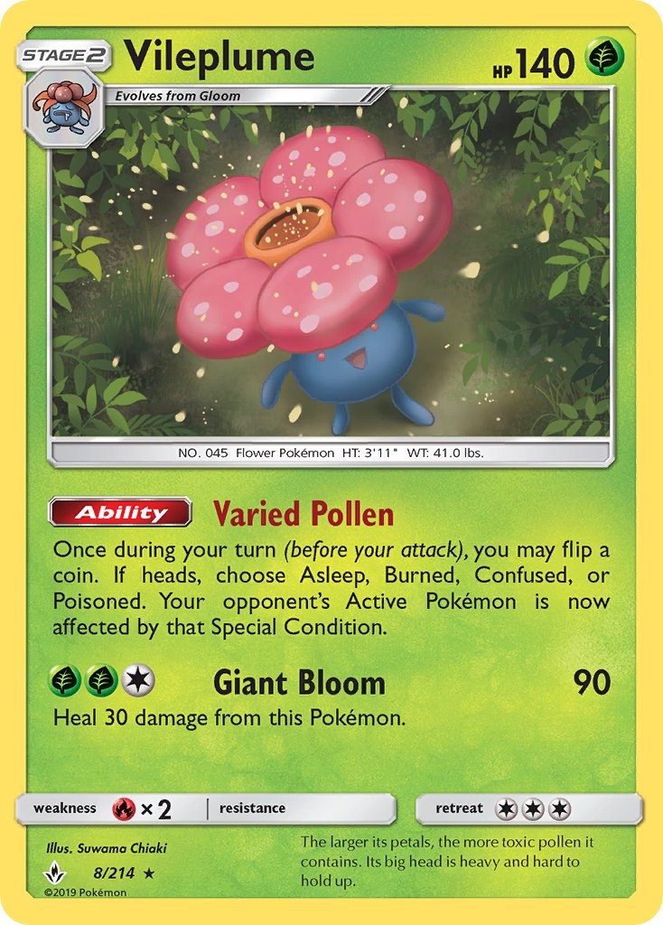 Vileplume [8/214] [Unbroken Bonds] Reverse Holofoil
