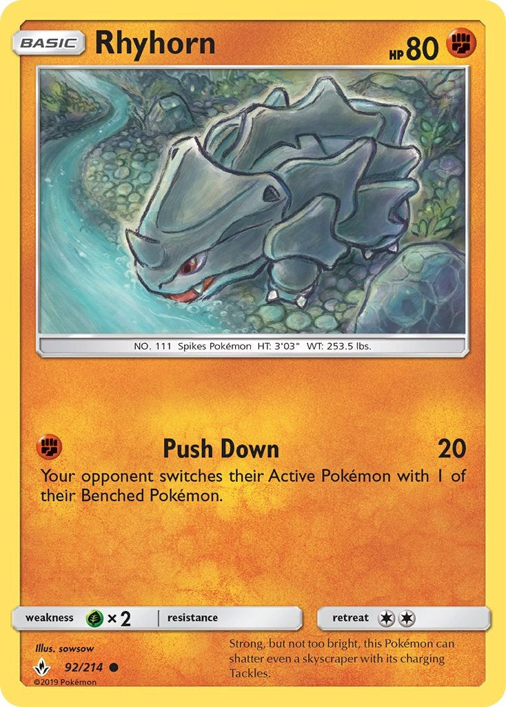 Rhyhorn [92/214] [Unbroken Bonds] Reverse Holofoil