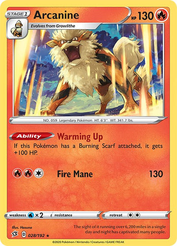 Arcanine [028/192] [Rebel Clash] Reverse Holofoil
