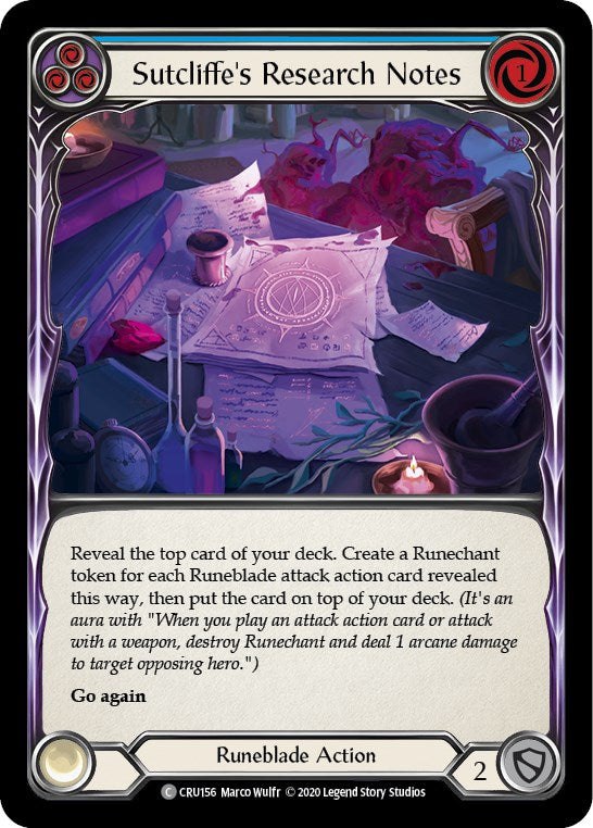 Sutcliffe's Research Notes (Blue) [CRU156] [Crucible of War] Unlimited Edition Rainbow Foil