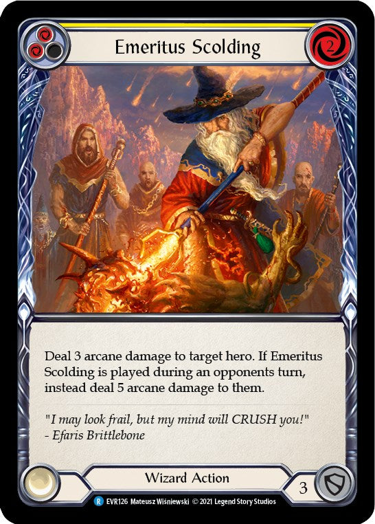 Emeritus Scolding (Yellow) [EVR126] [Everfest] 1st Edition Rainbow Foil