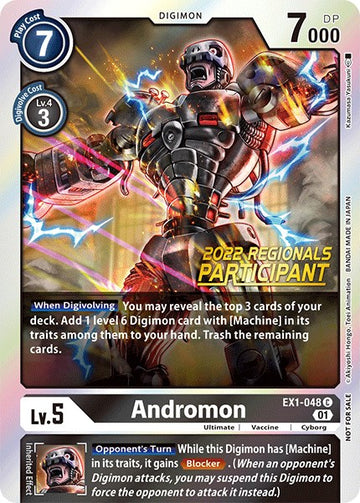 Andromon (2022 Championship Online Regional) [Online Participant] [EX1-048 C] [Classic Collection] Foil
