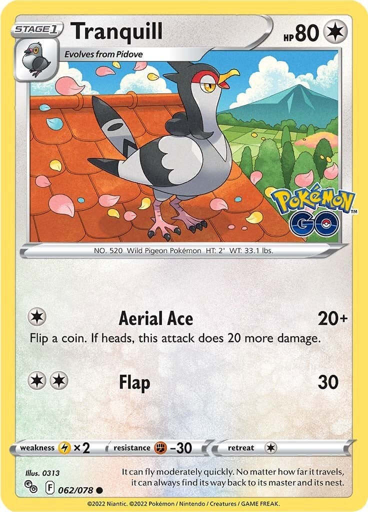 Tranquill [062/078] [Pokemon GO] Reverse Holofoil