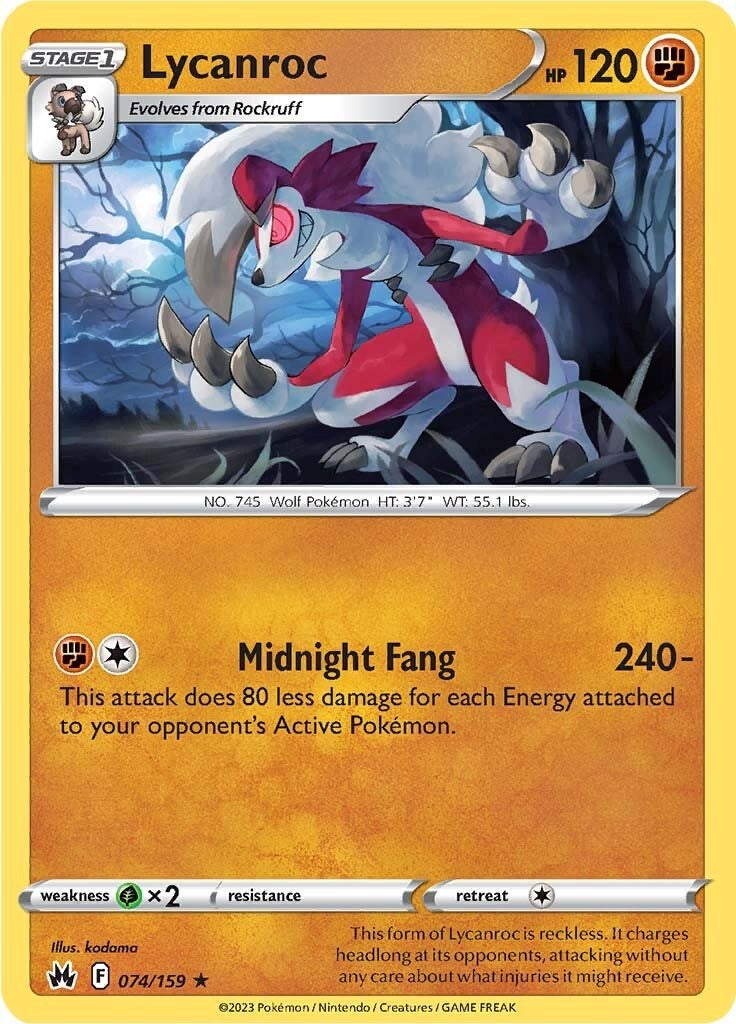 Lycanroc [074/159] [Crown Zenith] Reverse Holofoil