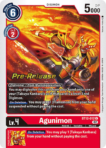 Agunimon [BT12-012 U] [Across Time Pre-Release Cards] Foil