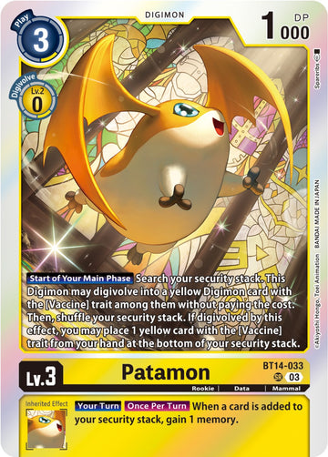 Patamon [BT14-033 SR] [Blast Ace] Foil