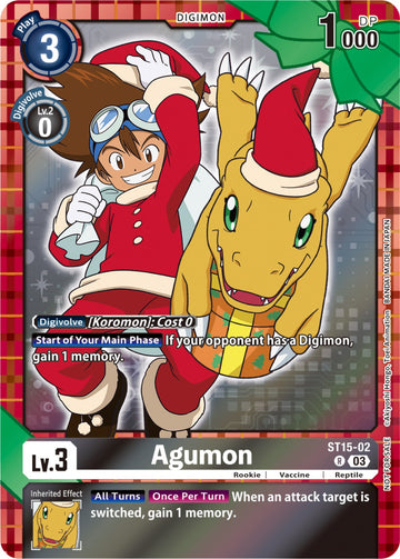 Agumon (Winter Holiday 2023) [ST15-02] [Starter Deck 15: Dragon of Courage] Foil