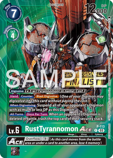 RustTyrannomon ACE - P-113 (2024 Regionals Finalist) [P-113 P] [Digimon Promotion Cards] Foil