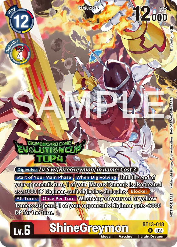 ShineGreymon - BT13-018 (2024 Evolution Cup Top 4) [BT13-018 R] [Versus Royal Knights] Foil