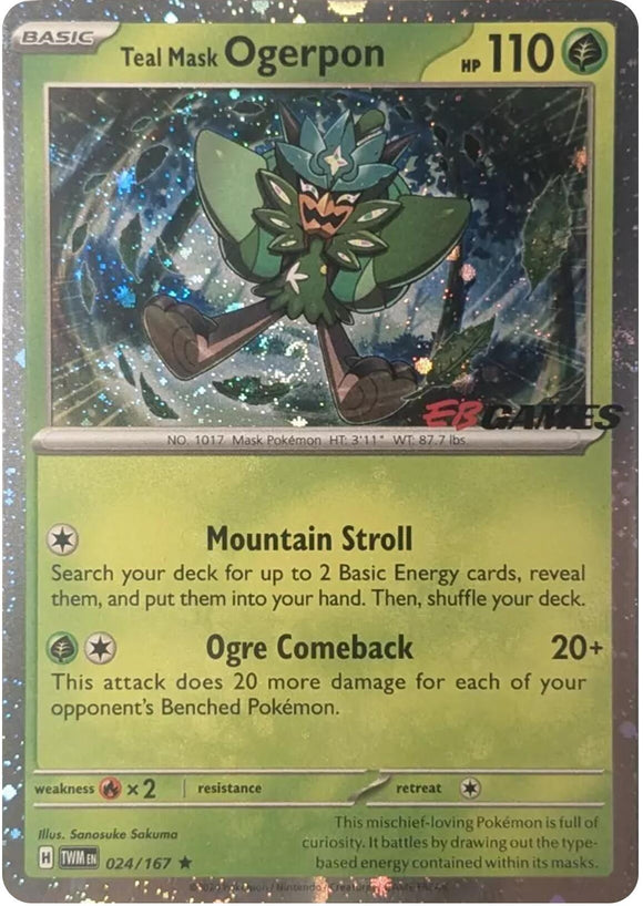 Teal Mask Ogerpon (Cosmos Holo) (EB Games Exclusive) [024/167] [Miscellaneous Cards & Products] Holofoil