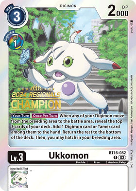 Ukkomon (2024 Regionals Champion) [BT16-082 R] [Beginning Observer] Foil