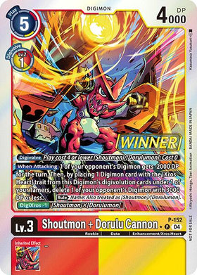 Shoutmon + Dorulu Cannon (Store Tournament 2024 Oct. - Dec. Winner Pack) [P-152 P] [Digimon Promotion Cards] Foil