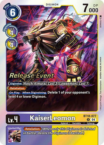KaiserLeomon [BT18-077 R] [Release Special Booster 2.0 Celebration Event Cards] Foil