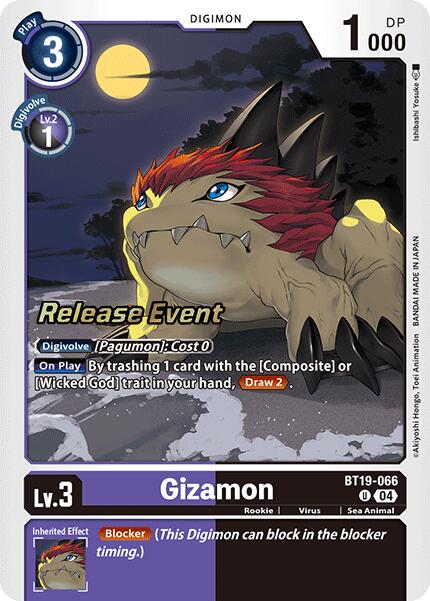 Gizamon [BT19-066 U] [Release Special Booster 2.0 Celebration Event Cards] Foil