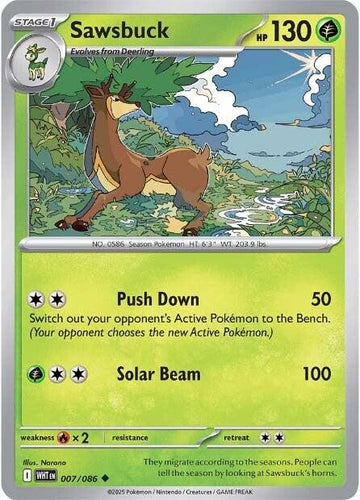 Sawsbuck [007/086] [White Flare] Reverse Holofoil
