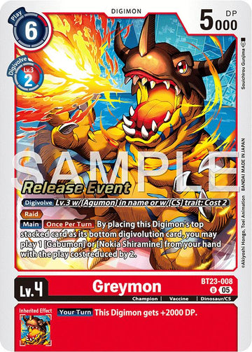 Greymon [BT23-008 U] [Hackers' Slumber Release Event Cards]