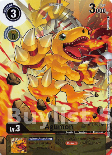 Agumon - BT2-033 (Tamer's Evolution Box 2) [BT2-033] [Release Special Booster 1.0] Foil