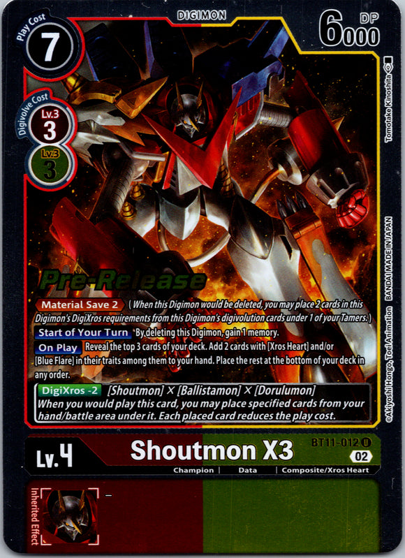 Shoutmon X3 [BT11-012] [Dimensional Phase Pre-Release Cards] Foil