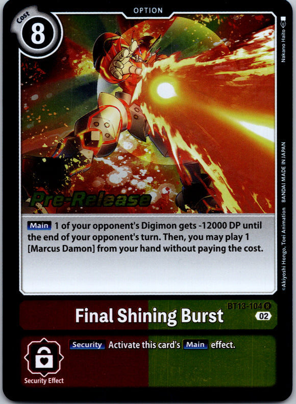 Final Shining Burst [BT13-104] [Versus Royal Knight Pre-Release Cards] Foil
