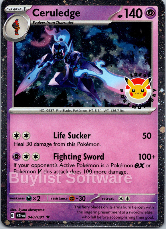 Ceruledge - 040/091 (Pokemon Day 2024) (Cosmos Holo) [040/091] [Paldean Fates] Holofoil