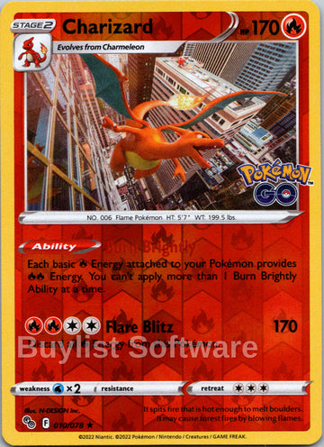 Charizard [010/078] [Pokemon GO] Reverse Holofoil
