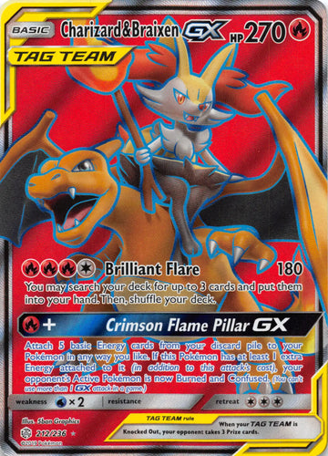 Charizard & Braixen GX (Full Art) [212/236] [Cosmic Eclipse] Holofoil