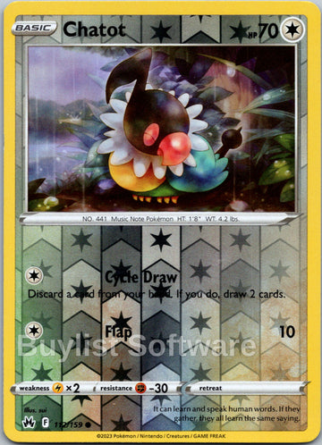 Chatot [112/159] [Crown Zenith] Reverse Holofoil