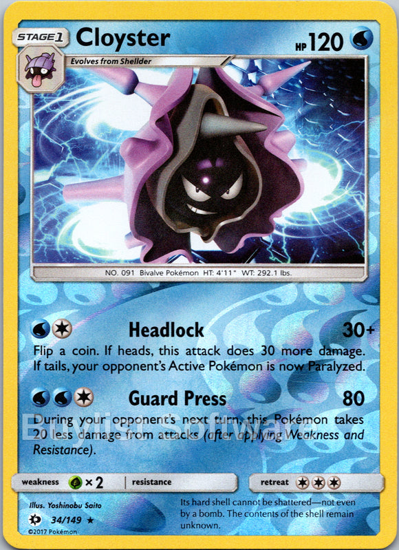 Cloyster [34/149] [Sun & Moon Base Set] Reverse Holofoil
