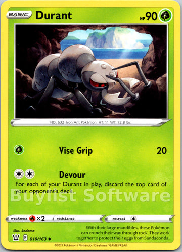 Durant [010/163] [Battle Styles] Reverse Holofoil