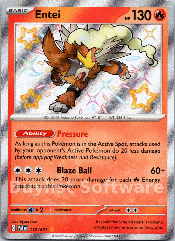 Entei [112/091] - (Paldean Fates) Holofoil