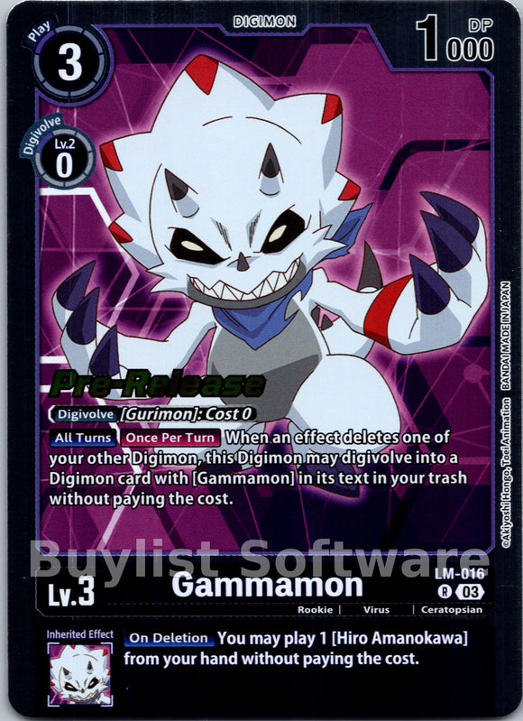 Gammamon (English Exclusive) [LM-016] [Exceed Apocalypse Pre-Release Cards] Foil
