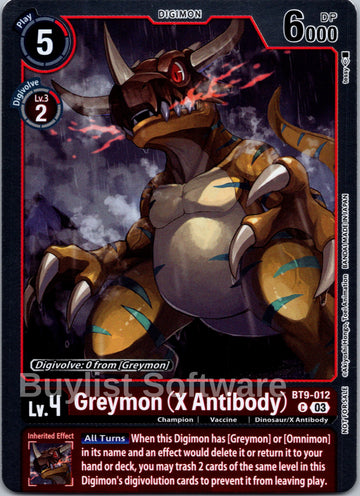 Greymon (X Antibody) (Blast Ace Pre-Release Winner) [BT9-012] [X Record] Foil
