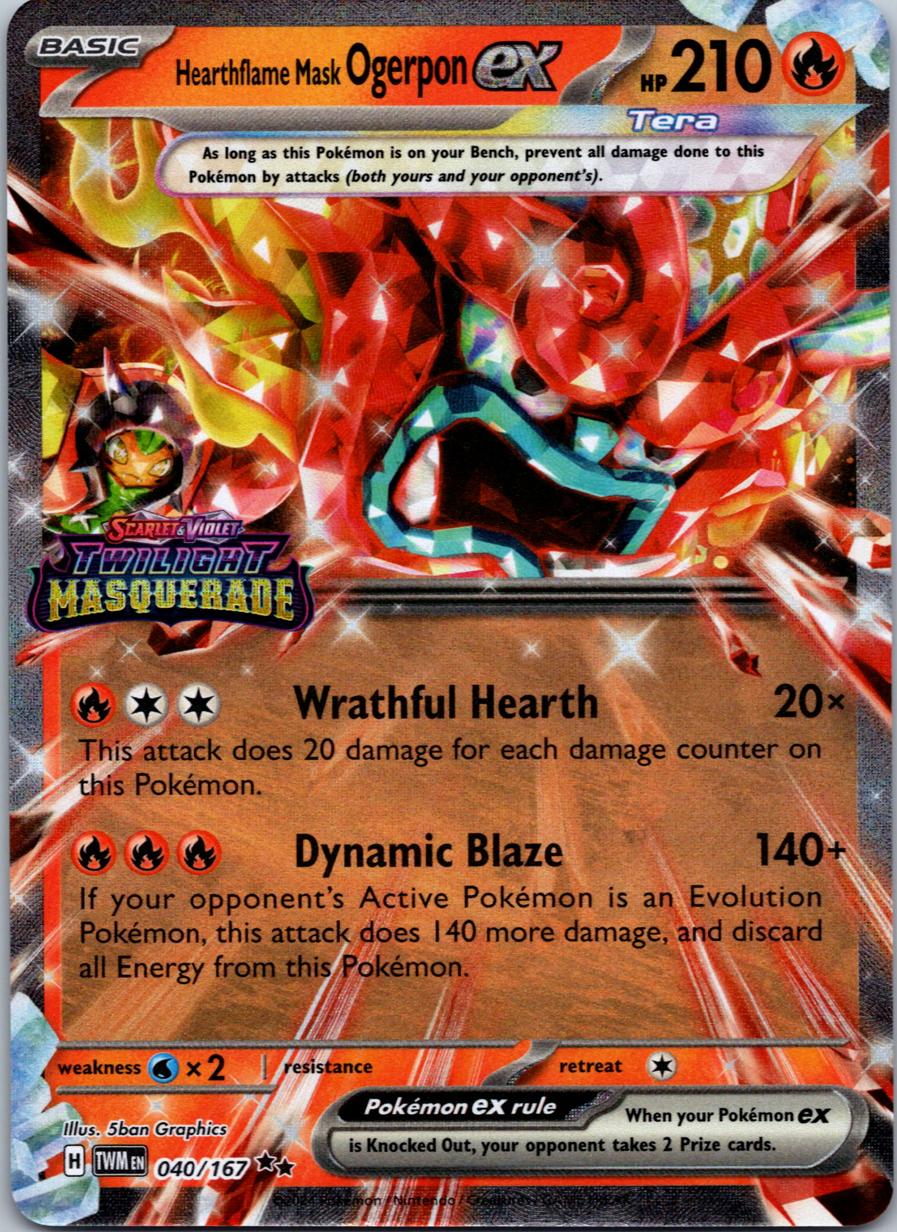 Hearthflame Mask Ogerpon ex (Twilight Masquerade Stamp) [040/167] [Twilight Masquerade] Holofoil