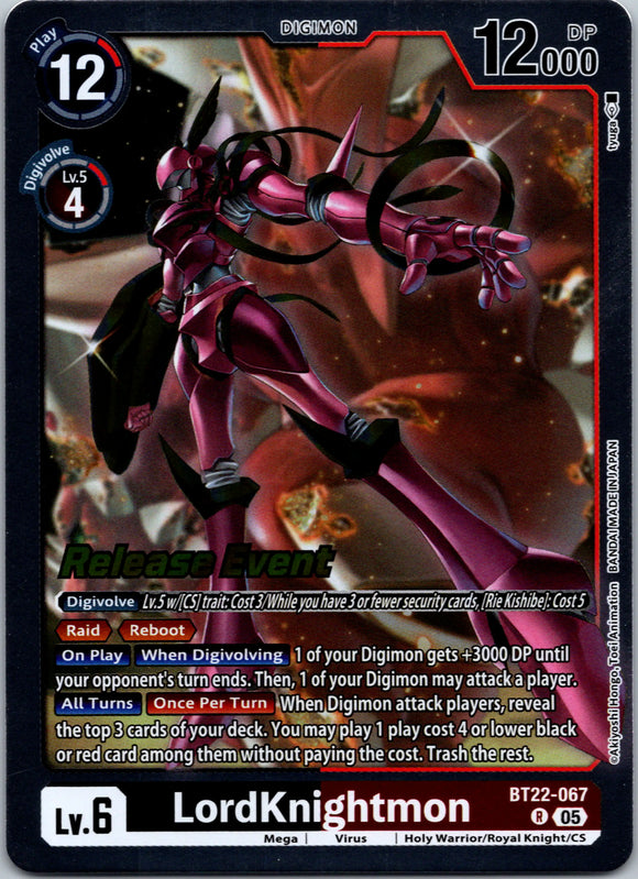LordKnightmon [BT22-067 R] [Cyber Eden Release Event Cards] Foil