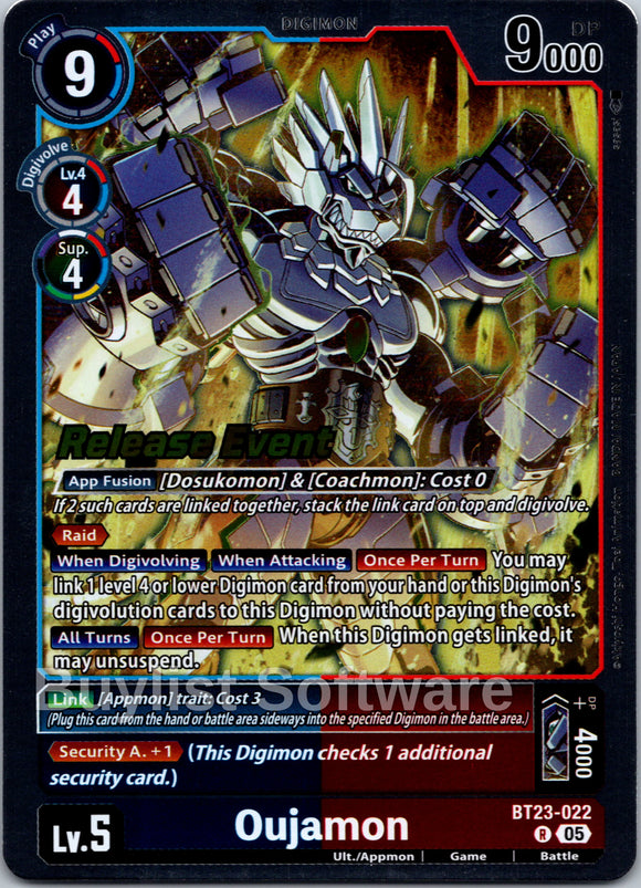 Oujamon [BT23-022 R] [Hackers' Slumber Release Event Cards] Foil