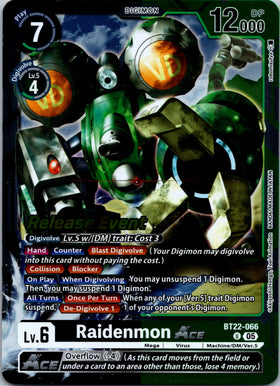 Raidenmon ACE [BT22-066 U] [Cyber Eden Release Event Cards] Foil