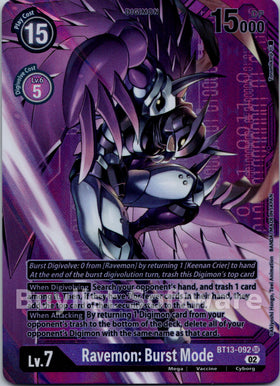 Ravemon: Burst Mode (Alternate Art with Purple Background) [BT13-092] [Versus Royal Knights] Foil
