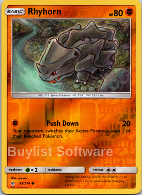 Rhyhorn [92/214] [Unbroken Bonds] Reverse Holofoil