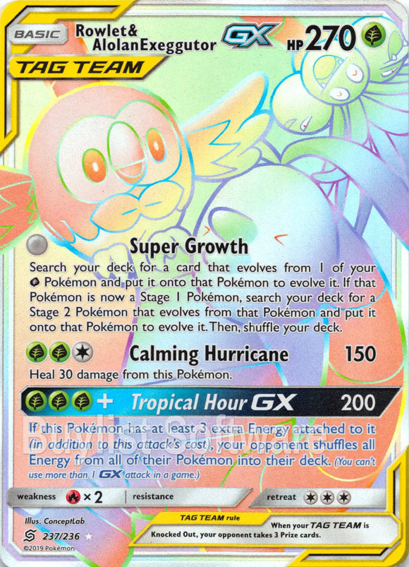 Rowlet & Alolan Exeggutor GX [237/236] [Unified Minds] Holofoil