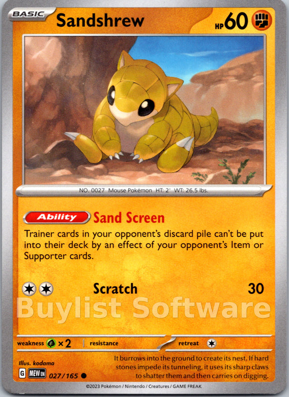 Sandshrew (027/165) [Scarlet & Violet:  151] Reverse Holofoil