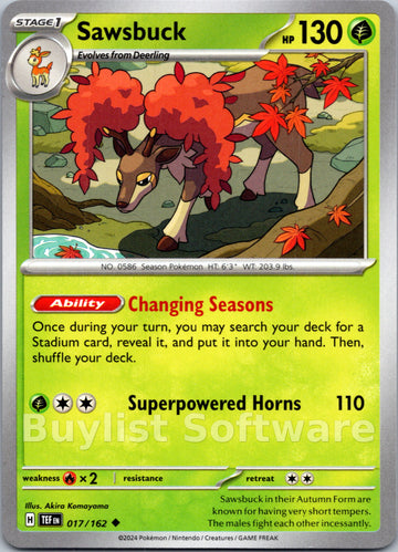 Sawsbuck [017/162] - (Temporal Forces) Reverse Holofoil