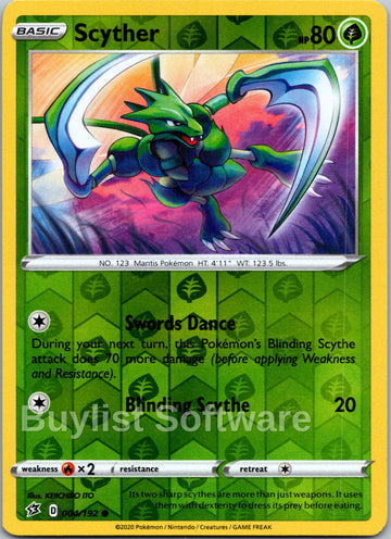 Scyther [004/192] [Rebel Clash] Reverse Holofoil